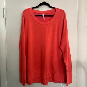 ATHLETA DRAPEY TUNIC SWEASHIRT - CORAL, XL